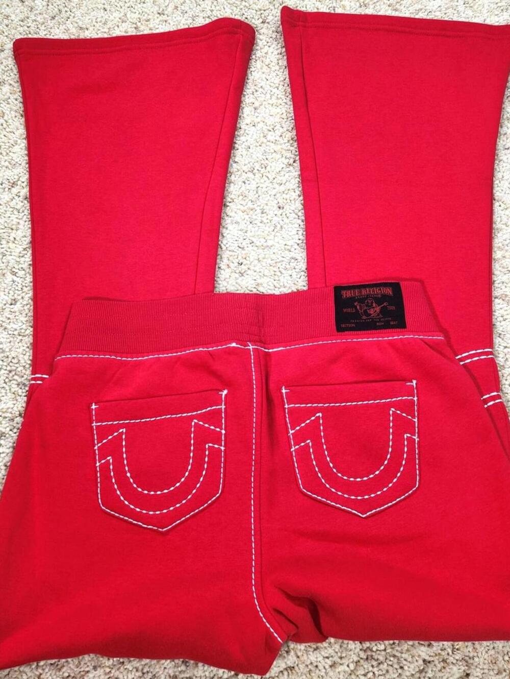 NEW True Religion Pull-On Flare Jeans Red Anniversary Small
